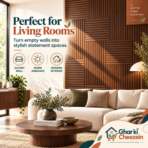 3D Wood Slat Wall Panels | Ghar Ki Cheezein Pakistan