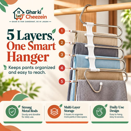 5 Layers Multifunction Pants Hanger | Ghar Ki Cheezein Pakistan