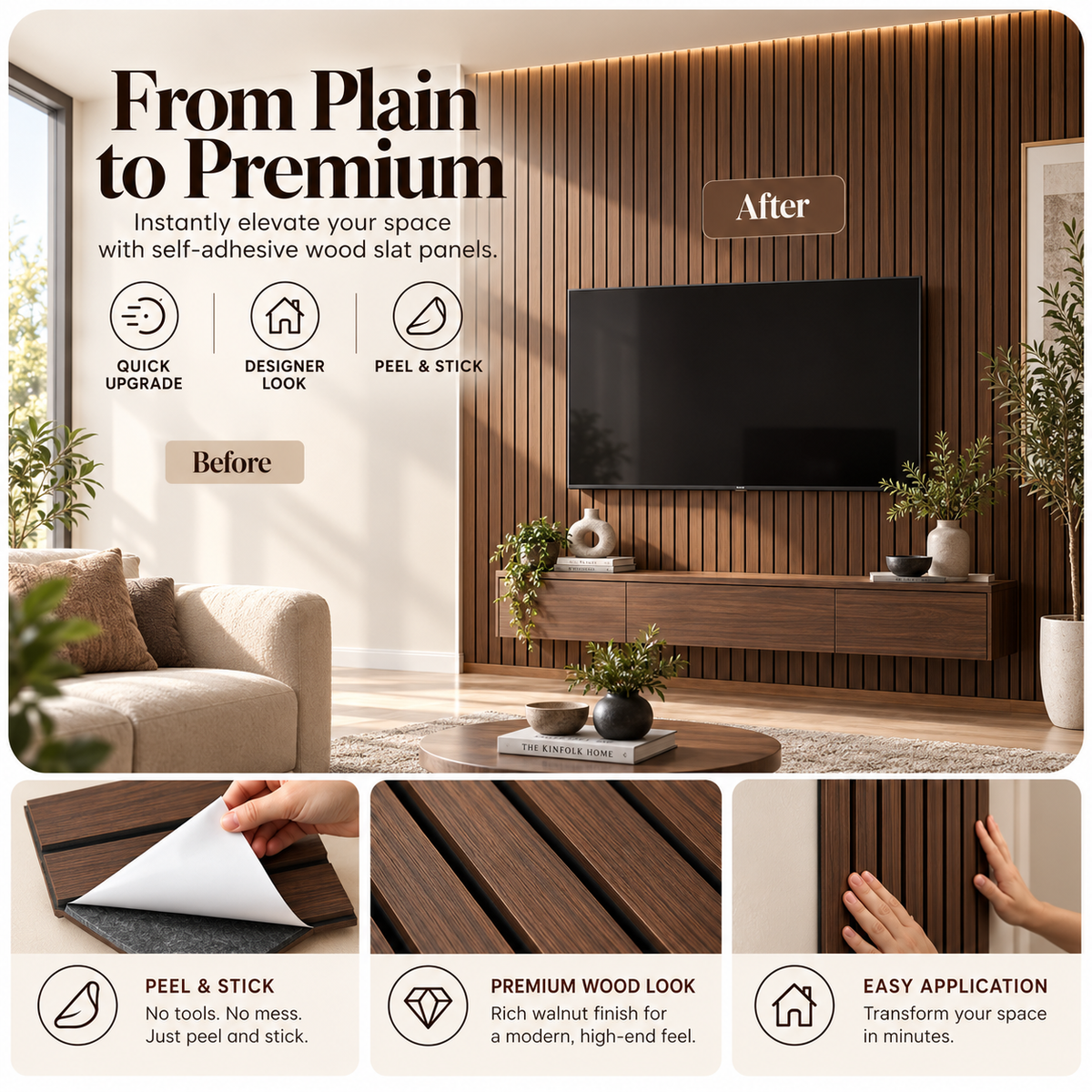 3D Wood Slat Wall Panels