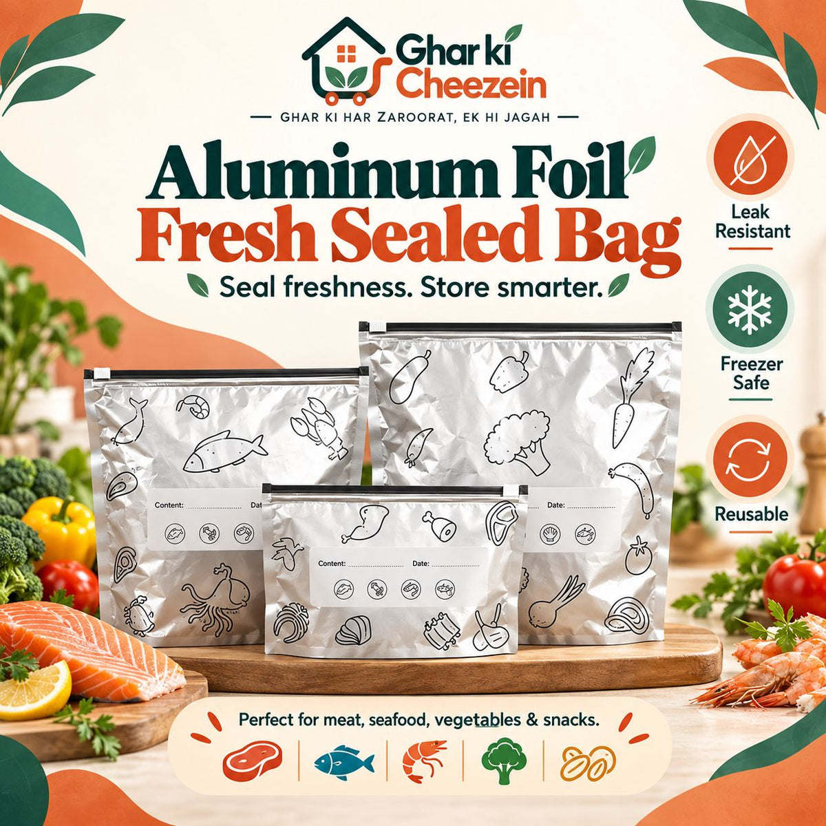 Aluminum Foil Fresh Sealed Bag | Ghar Ki Cheezein Pakistan