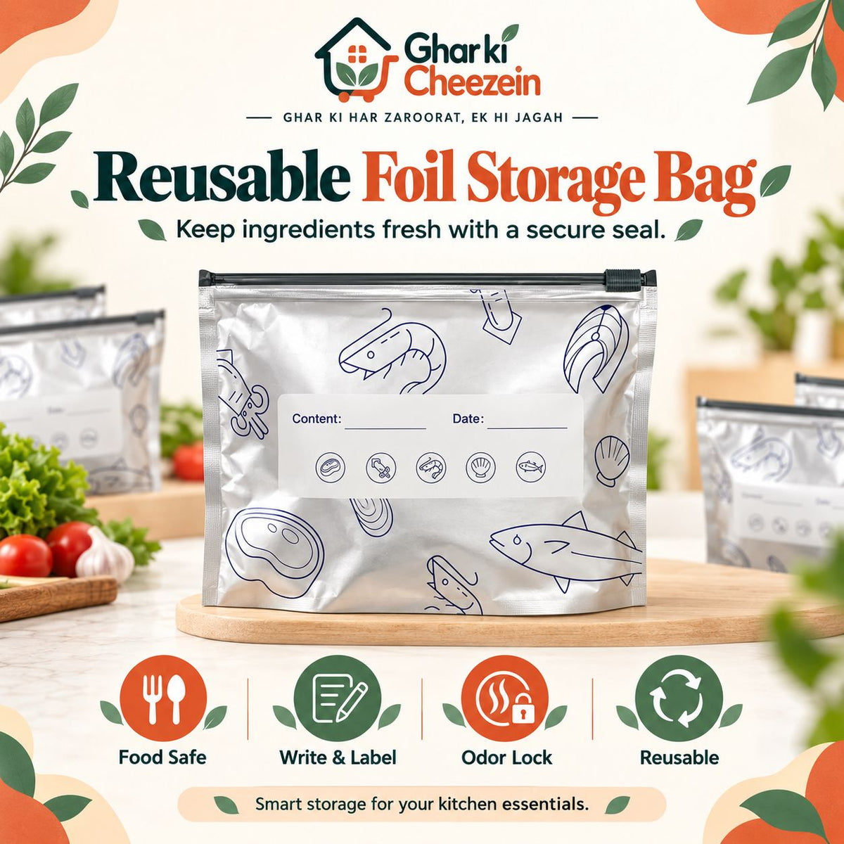 Aluminum Foil Fresh Sealed Bag - detail view 5 | Ghar Ki Cheezein
