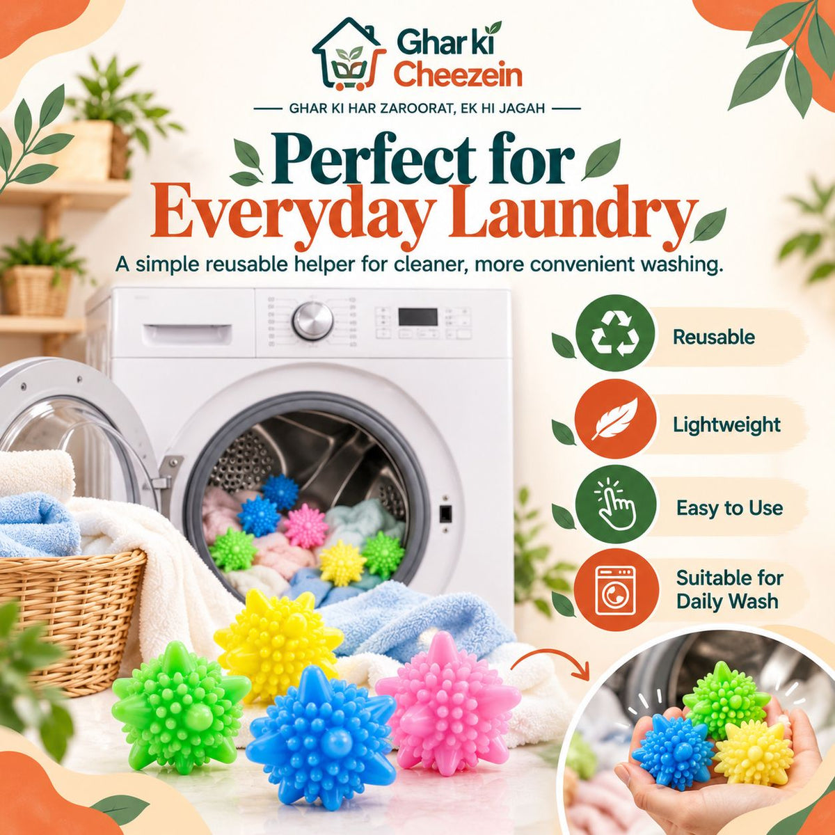 Anti-Tangle Laundry Balls - detail view 3 | Ghar Ki Cheezein