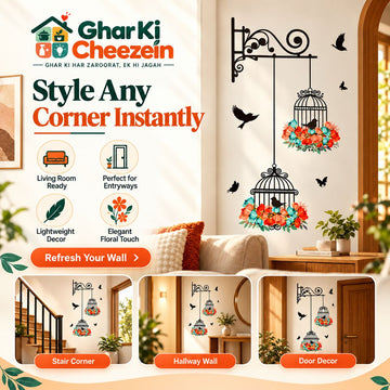 Bird Floral Cage Wall Sticker