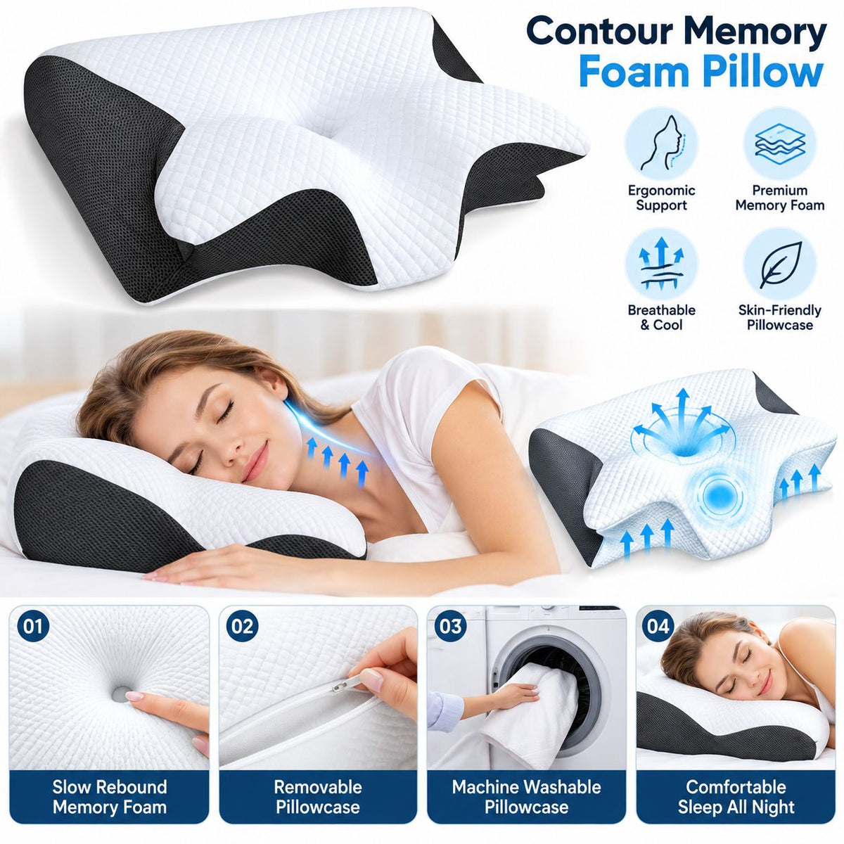 Contour Memory Foam Pillow | Ghar Ki Cheezein Pakistan