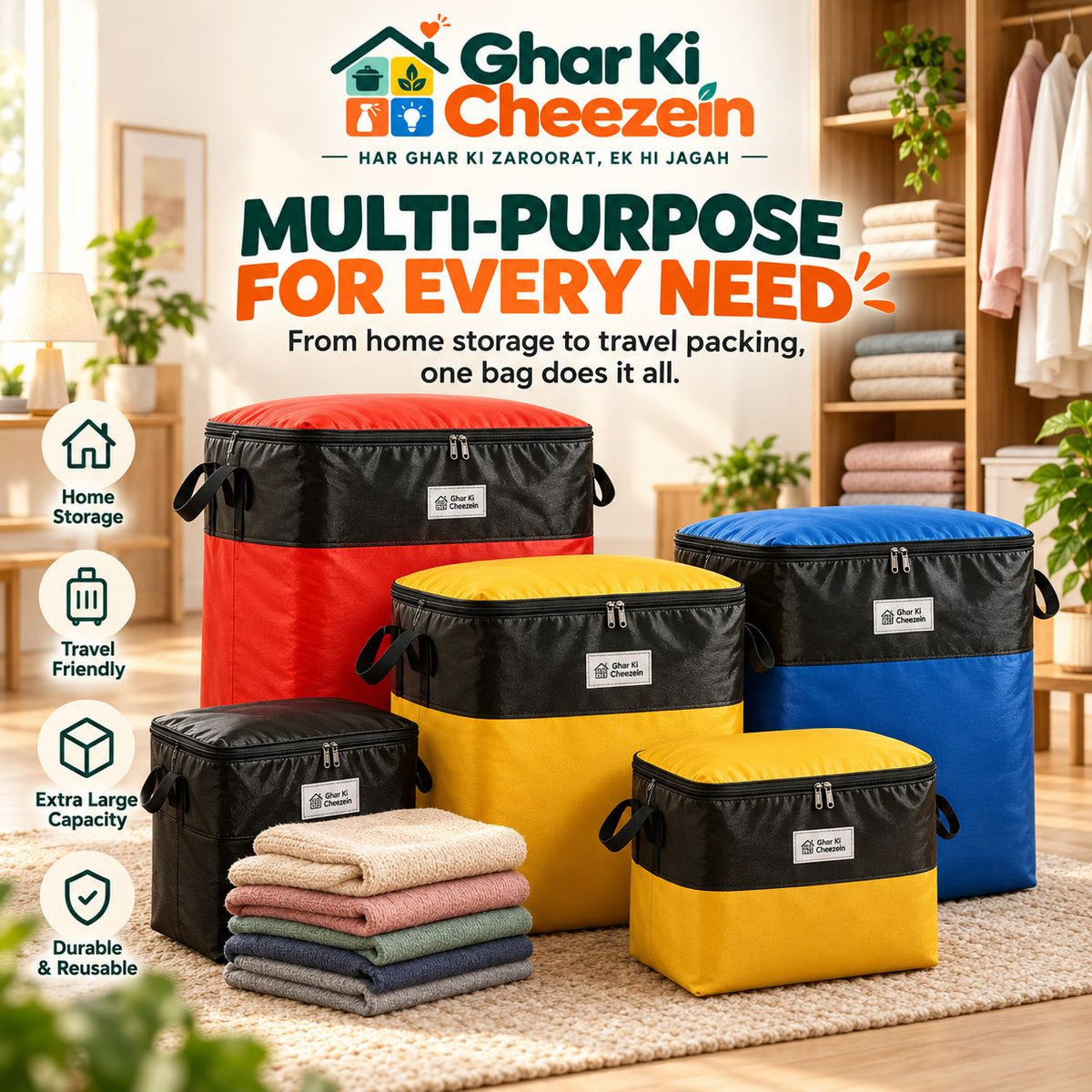 Extra Large Space Saving Storage Bag - detail view 2 | Ghar Ki Cheezein