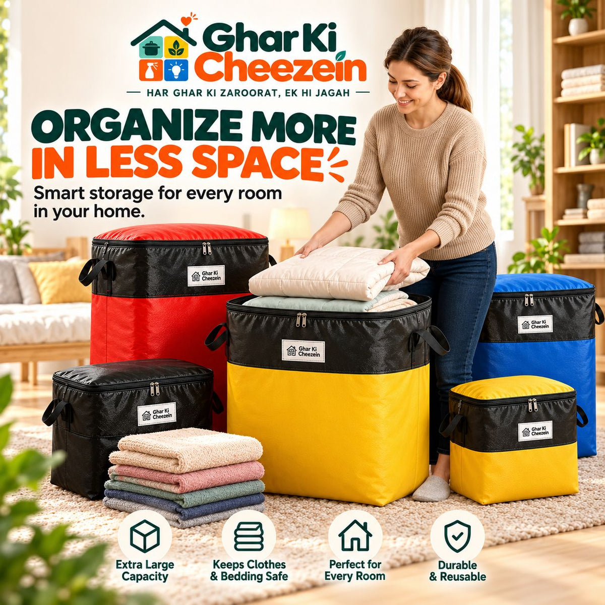 Extra Large Space Saving Storage Bag - detail view 4 | Ghar Ki Cheezein