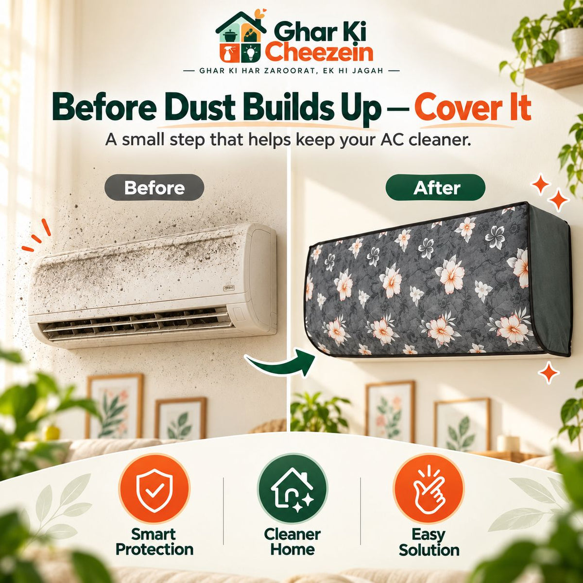 Floral AC Dust Cover - detail view 2 | Ghar Ki Cheezein