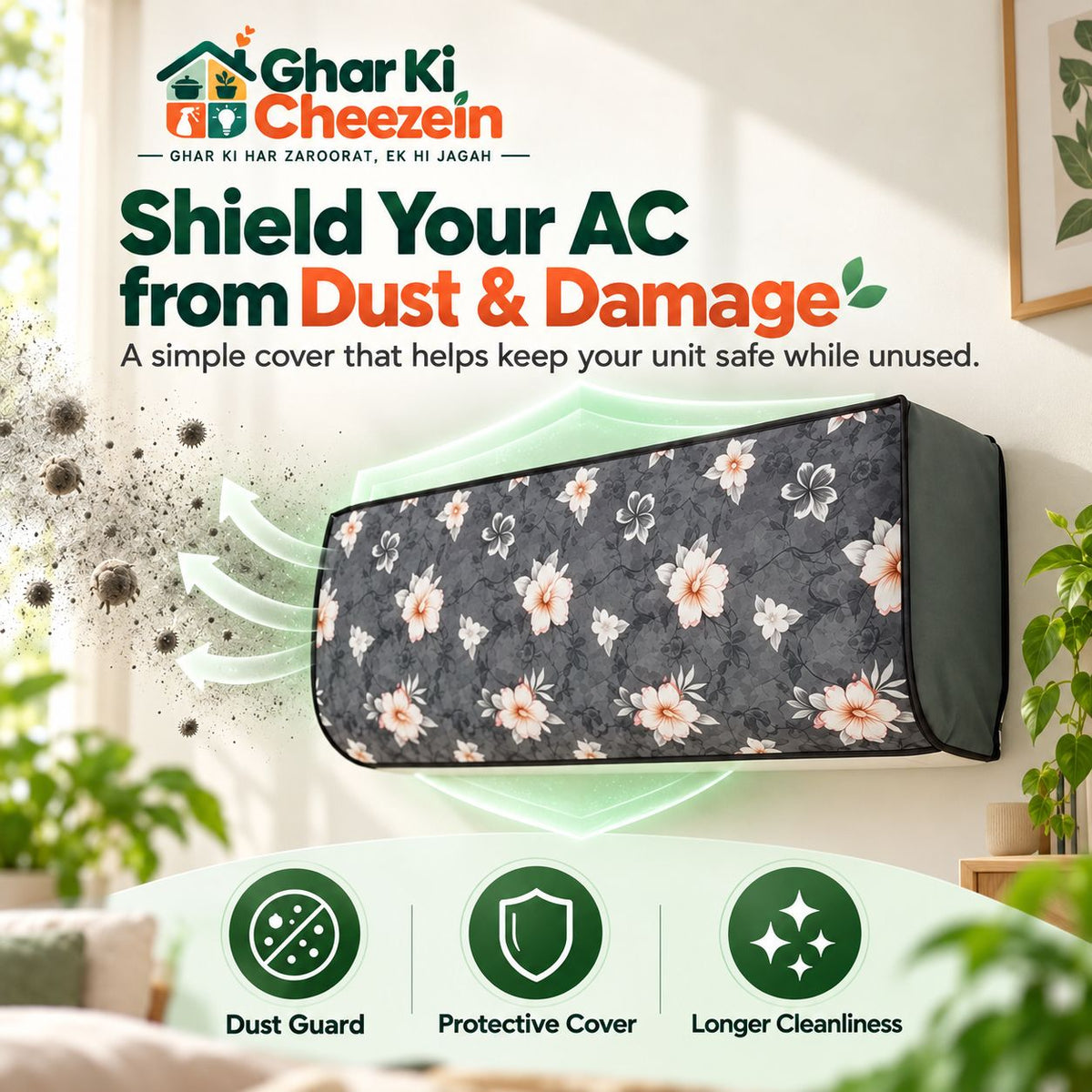 Floral AC Dust Cover - detail view 4 | Ghar Ki Cheezein