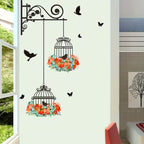 Bird Floral Cage Wall Sticker