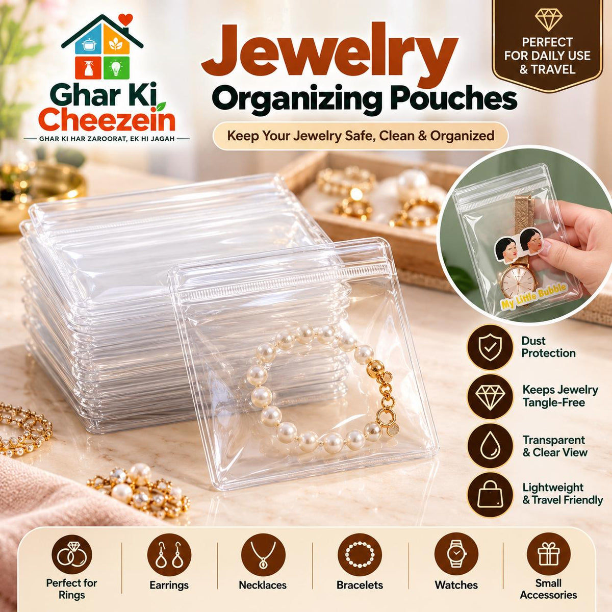 Jewelry Organizing Pouches - detail view 3 | Ghar Ki Cheezein