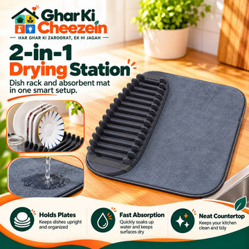 Multipurpose Drain Mat with Dish Stand